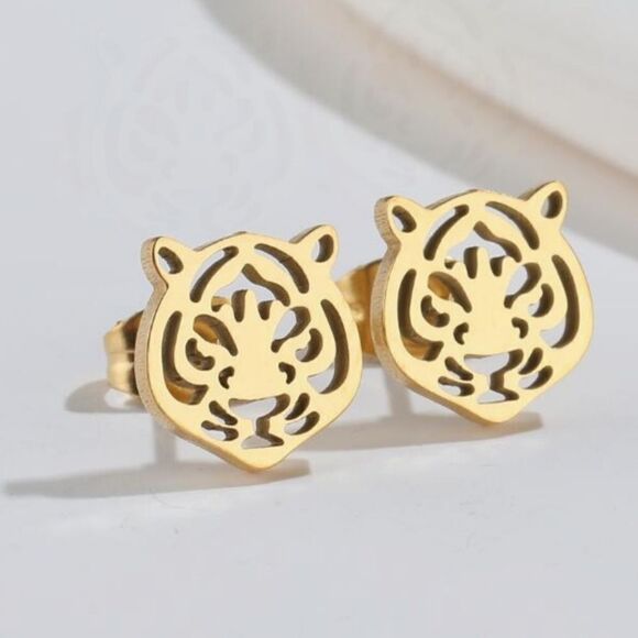 18k gold ss TIGER TEAM PRIDE EARRINGS - Picture 1 of 8